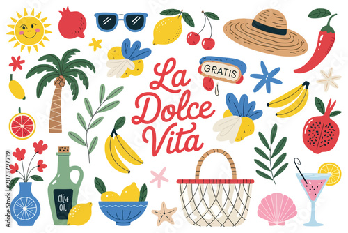 Cuadro en lienzo La Dolce Vita Seamless Pattern Featuring Vintage Mediterranean Style with Elegan
