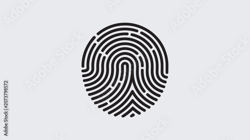 Fingerprint icon represents biometric security and personal identification in a digital verification system.