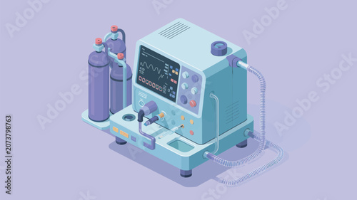Medical ventilator equipment provides essential respiratory support for patients in a clinical setting.