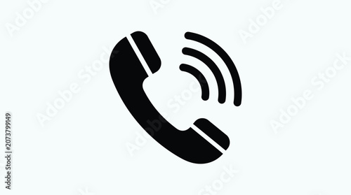 Obraz na płótnie Telephone receiver with sound waves black silhouette