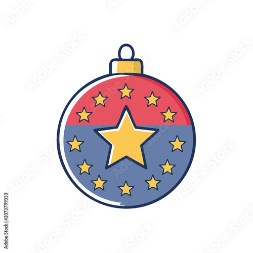 Flat Christmas ornament with stars