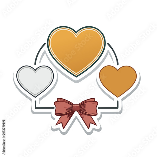 Flat design hearts and bow illustration