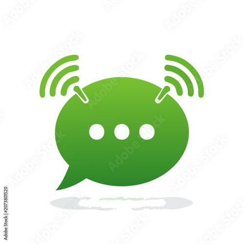 Green speech bubble with wifi signal icons