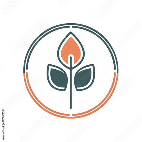 Minimalist Plant Icon with Circular Frame