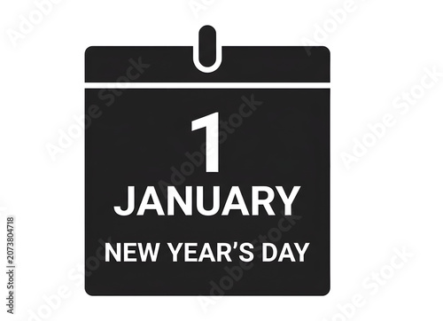 New Year Calendar Icon Minimal Vector Illustration