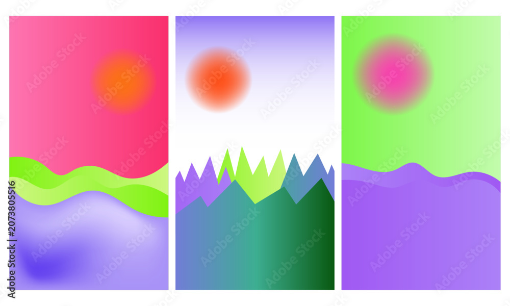 Fototapeta premium Neon gradient backgrounds showcasing an abstract vertical scenery
