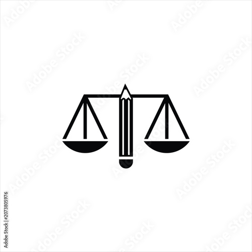 Balance scale with pencil symbol