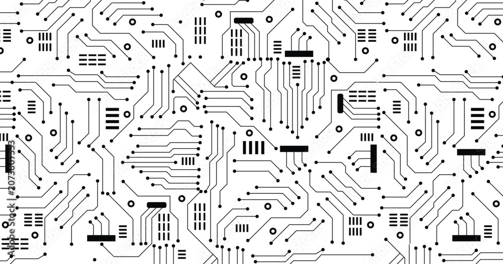 Foto Abstract Digital Circuit Board Network Pattern on White Background Keywords circ