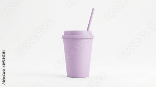 Reusable pastel purple coffee tumbler cup isolated on white