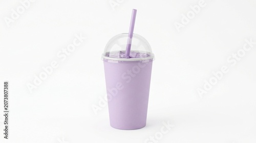 Pastel purple reusable coffee tumbler cup isolated on white