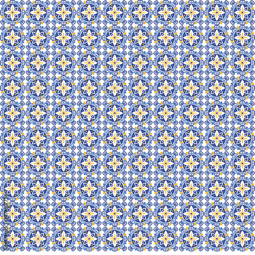 Blue and Yellow Geometric Tile Pattern Mug