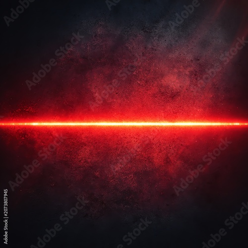 Abstract Glowing Red Neon Light Beam on Textured Dark Background