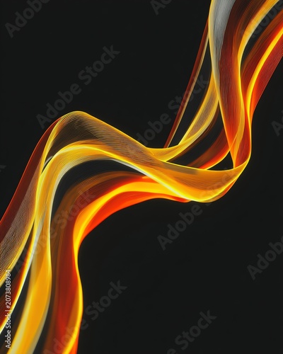 Flowing Abstract Light Streaks on Black Background