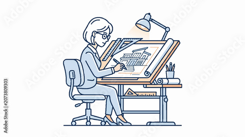 Person studying or reading at desk with table lamp