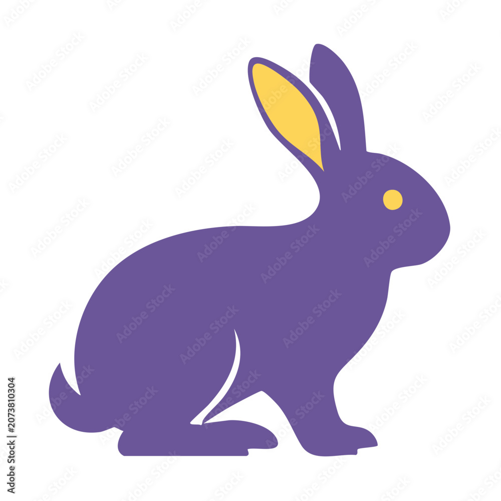 Fototapeta premium Purple Rabbit Flat Vector Illustration
