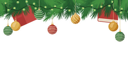 Festive Christmas border frame design with ornaments and decorations