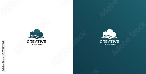 A stylized modern logo design featuring an abstract cloud or chef's hat shape above a gentle wave, embodying creative ideas and fresh concepts for a versatile business brand identity