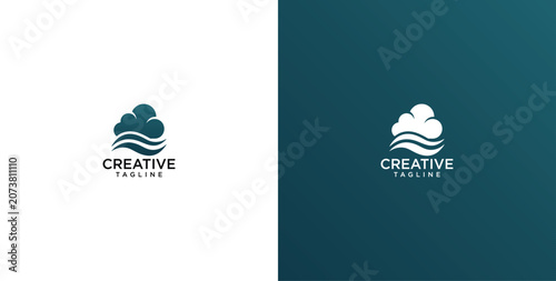 Abstract creative cloud and wave logo design symbolizing innovation, fluidity, and growth, ideal for modern technology, environmental, or consulting businesses seeking a sophisticated brand identity