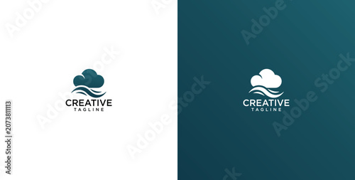 Modern Minimalist Cloud and Wave Logo Design Concept Featuring Elegant Abstract Shapes for Creative Branding and Professional Business Identity