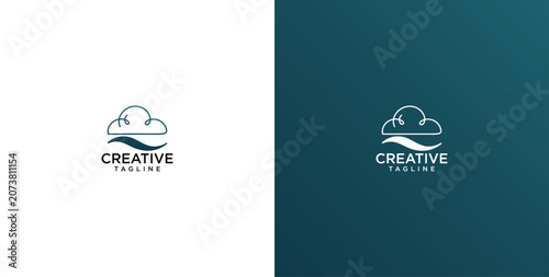 Minimalist Modern Nature Logo Design Featuring a Stylized Cloud and Ocean Wave for Creative Branding