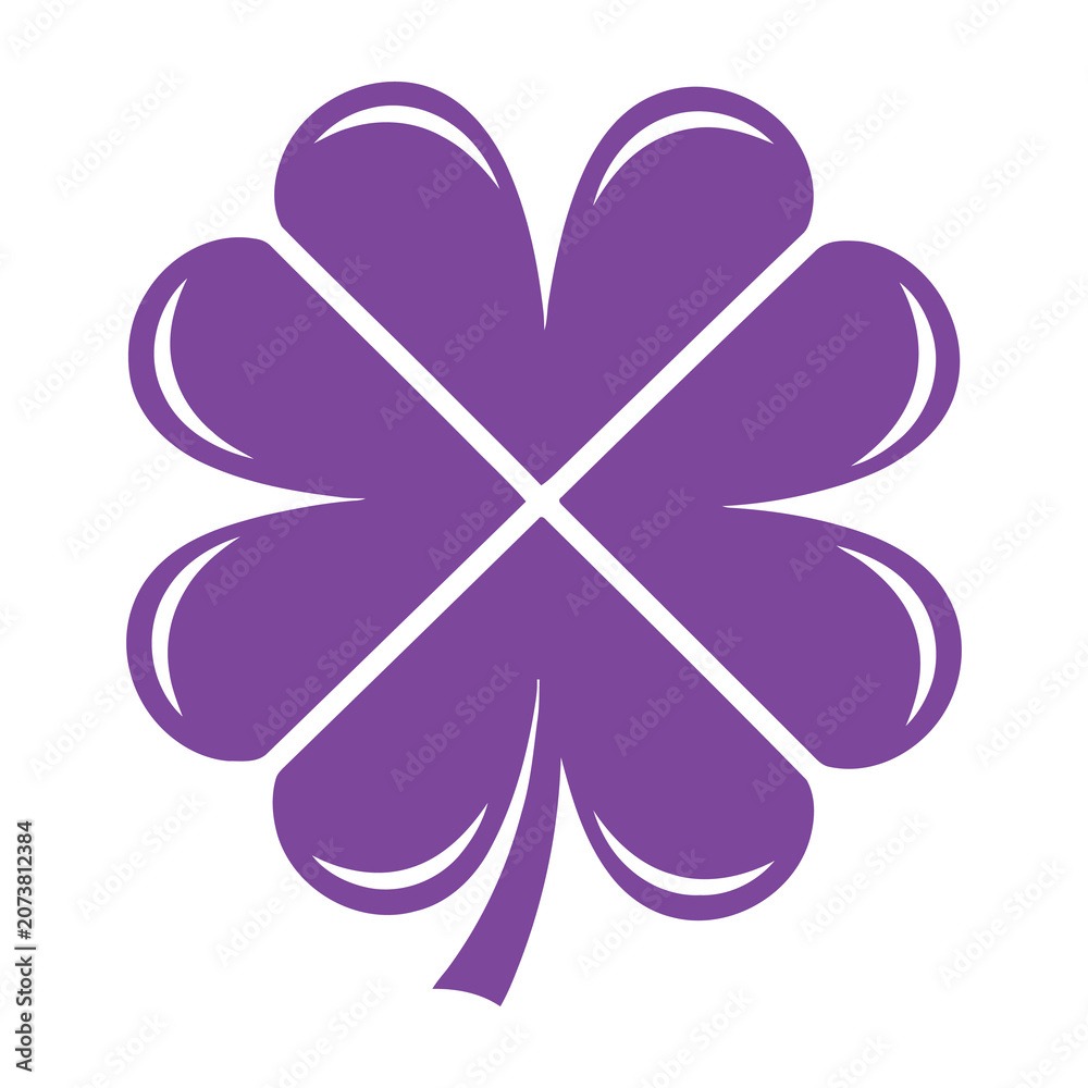 Fototapeta premium Purple four leaf clover symbol of luck
