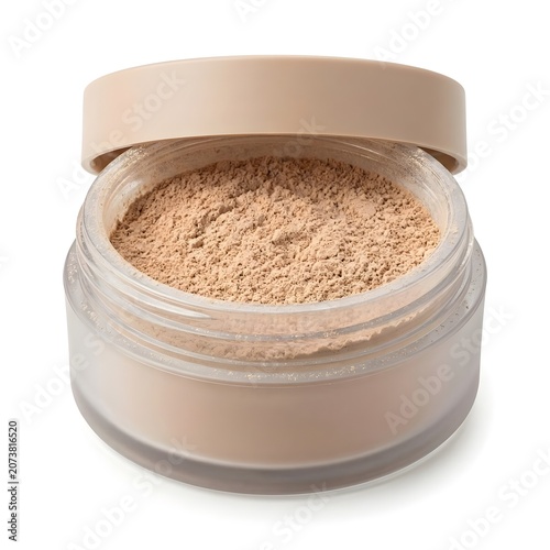 Workshop Face Powder On White Solid Background, Essential Makeup Product With Smooth Finish, Professional Cosmetic Item For Daily Use