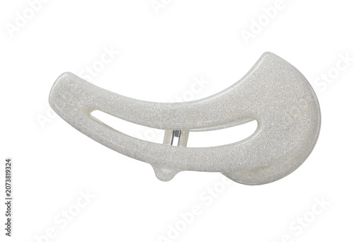 Glittery white hair clip isolated on white background