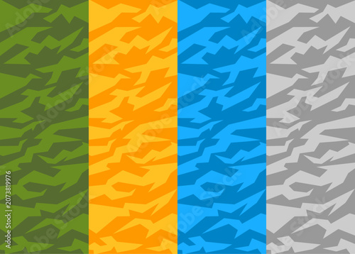 Abstract background set with some jagged camouflage pattern