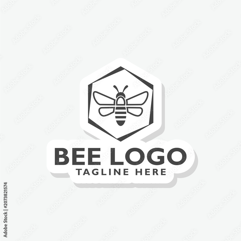 Naklejka premium Bee logo sticker isolated on gray background