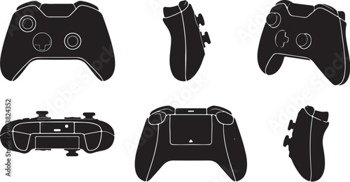 Modern Video Game Controller Icon Set from Multiple Angles