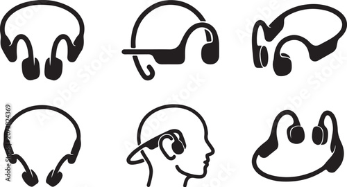 Modern Wireless Bone Conduction Headset Graphic Symbols
