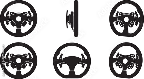 Racing Simulator Steering Wheel Icon Set for Automotive Gaming