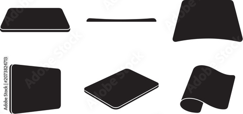 Set of Minimalist Black Mousepad Icons in Diverse Perspectives