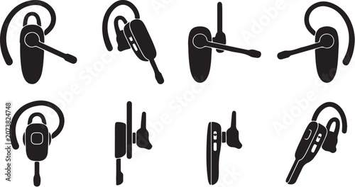 Set of Modern Bluetooth Headset Icons for Business Communication