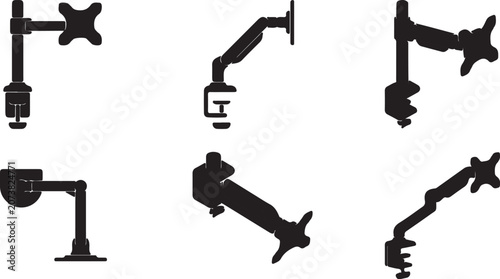 Adjustable Monitor Arm Icon Set for Ergonomic Workspace Setup