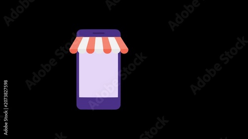 digital online shopping ecommerce business cashless transaction marketing store animation HD 4K