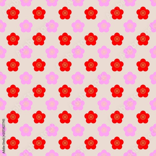 Seamless Plum Blossom Pattern Background in Beige