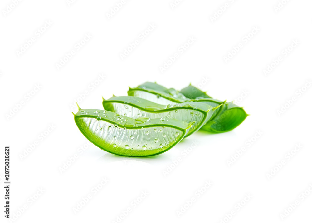 Obraz premium Aloe vera sliced isolated on white background.