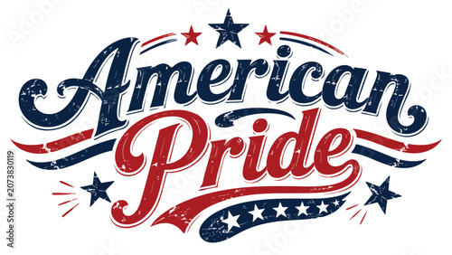 Vibrant 4th of July typography bundle with American Pride text and patriotic stars and stripes