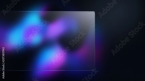 Blurred neon lights through frosted glass panel