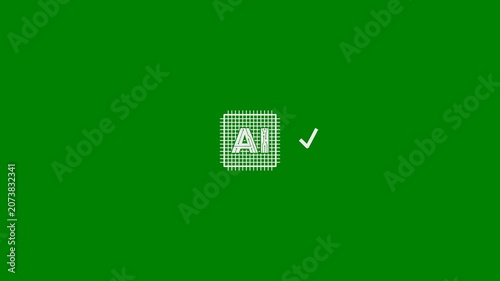 AI (Artificial Intelligence) Solves Problems, Answers Questions, Reduces Uncertainty, Makes Decisions, and Gives Solutions - Minimal Flat Design Motion Graphics Clip, Green Screen, 7.5% Gray