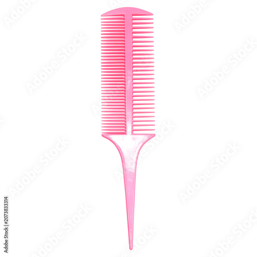 Vibrant Pink Rat Tail Comb for Hair Styling, Parting & Teasing on transparent background