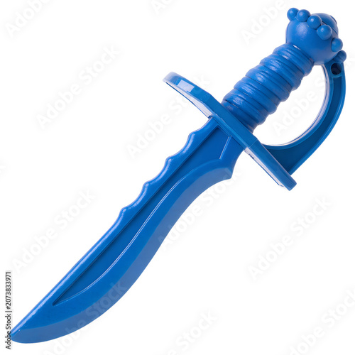 Children's Blue Plastic Pirate Sword Play Toy on transparent background