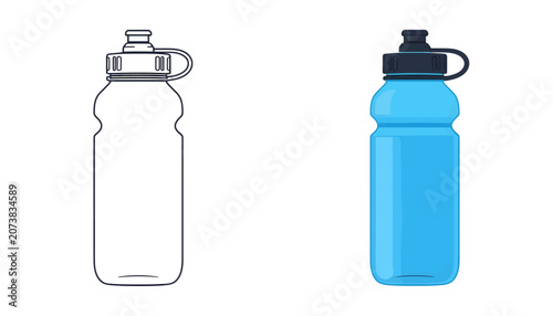 vector illustration of two sports water bottles side by side