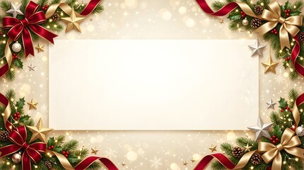 Christmas background with decorative border and blank space for text or image