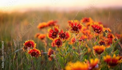 Soft Focus Blanket Flowers Blooming In A Natural Texas Meadow