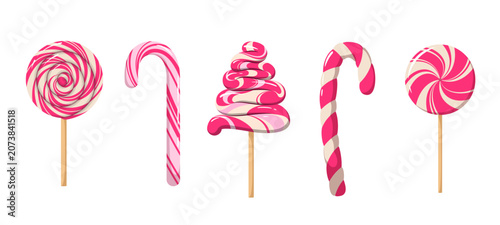 A collection of sweet candy on a white background. Vector set.
