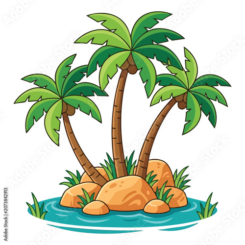 Three Palm Trees Illustration