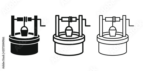 Tableau sur toile Water well icon silhouette vector outline and line art