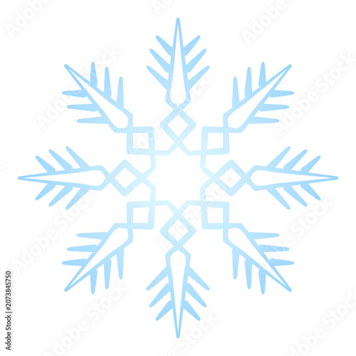 Minimal Blue Snowflake Winter Ice Crystal Vector Icon Isolated
